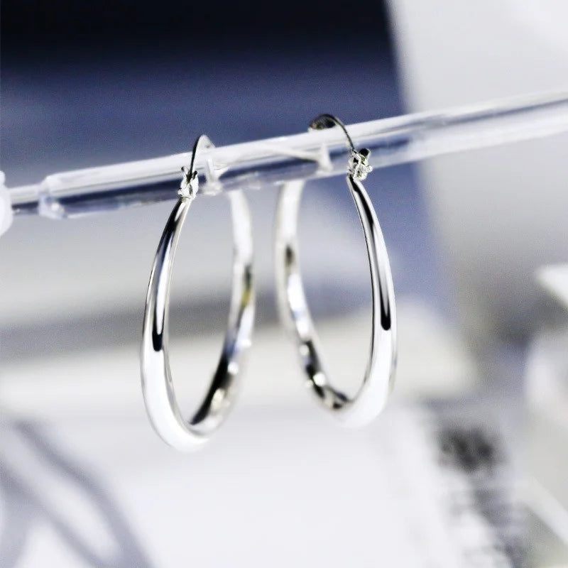 Fashion Simple Women's Gold Color Earrings Large Round Hoop Earrings for Women Exquisite Party Wedding Engagement Jewelry