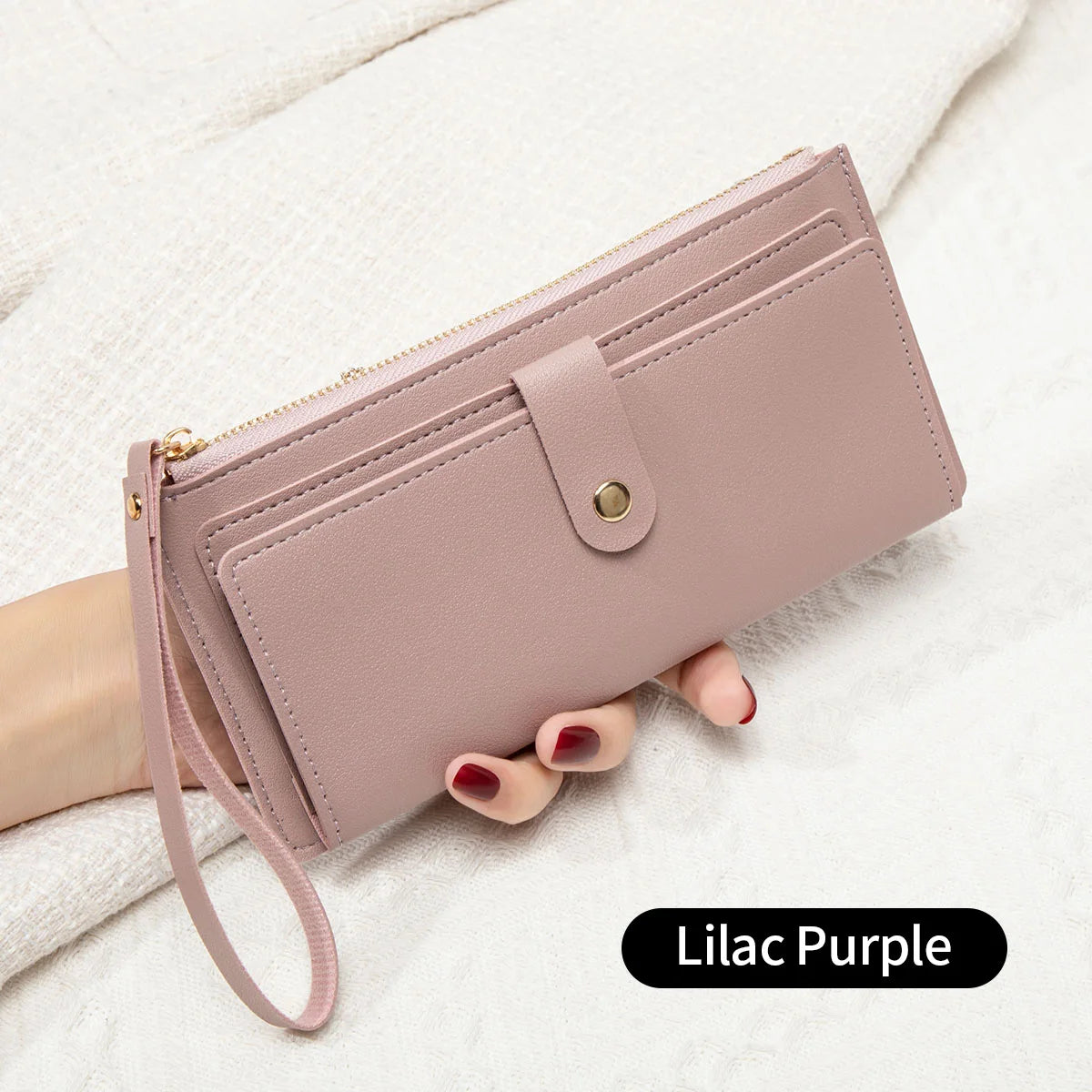 Ultra thin mini PU leather coin purse simple women's long card bag multifunctional handheld credit card holder women's wallet