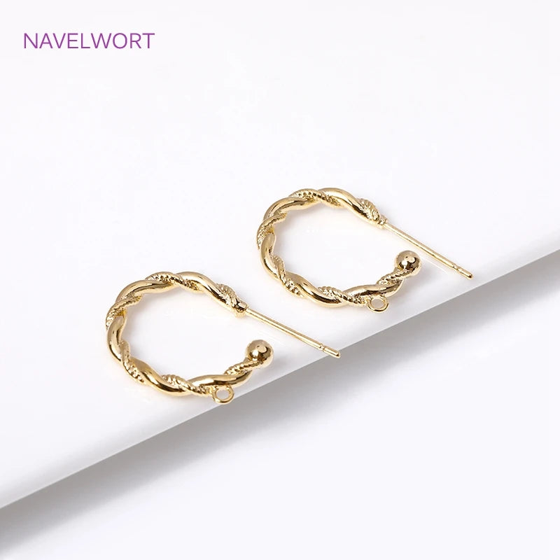 14K Gold Plated Brass Metal Twisted Hoop Earring With Closed Rings For Jewelry Making DIY Tassel/Pearls Earrings Accessories