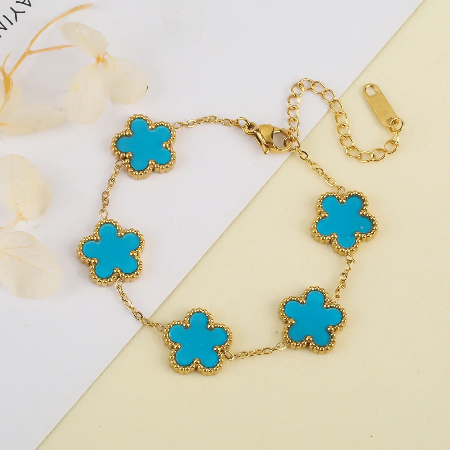 New Hot Trendy Luxury Five Leaf Flower Necklace Jewelry Earrings for Women Gift Fashion 316L Stainless Steel Clover Bracelets