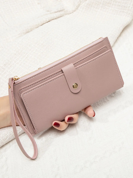 Ultra thin mini PU leather coin purse simple women's long card bag multifunctional handheld credit card holder women's wallet