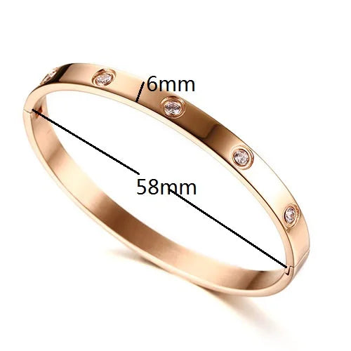 New Design Gold Color Zircon And Cross Nut Nail Bracelet & Bangle For Woman Stainless Steel Screw Brand Jewelry Dropshipping