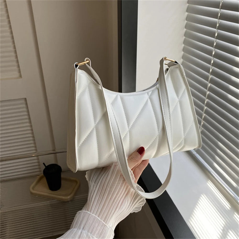 Fashion Women Shoulder Bag PU Leather Underarm Bag Solid Color Handbags Leisure Commuter Chain Underarm Bag Ladies Clutch Purse