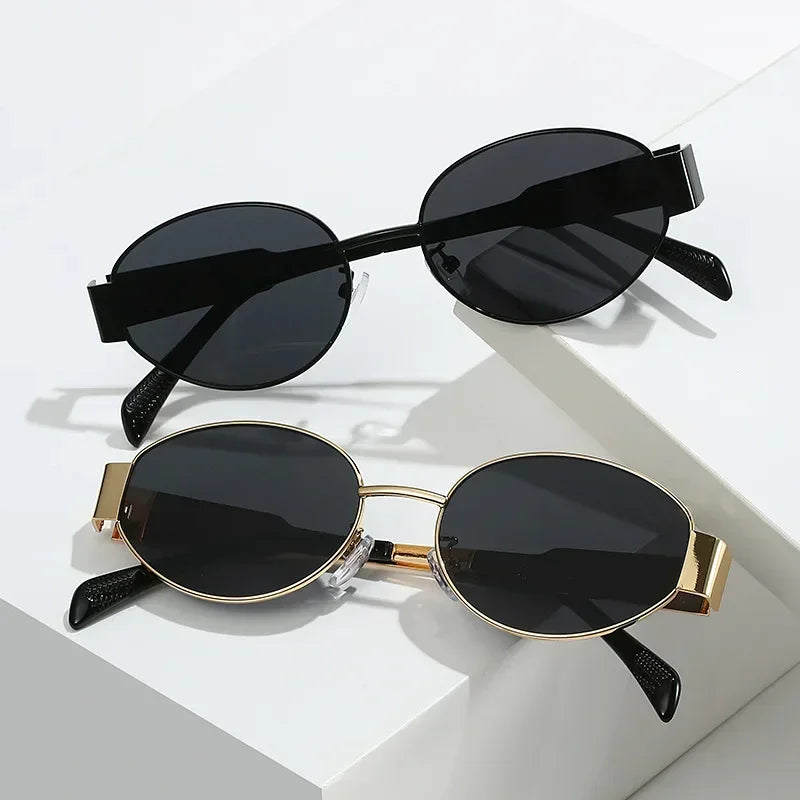 New Oval Frame Sun Protection Sunglasses Retro Travel Wear Simple UV Resistant Glasses Small Frame Eyeglasses