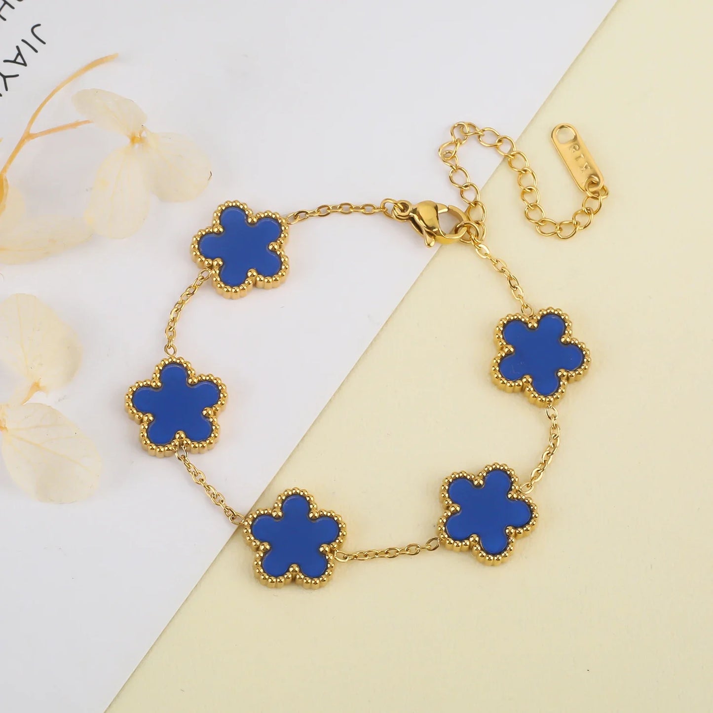 New Hot Trendy Luxury Five Leaf Flower Necklace Jewelry Earrings for Women Gift Fashion 316L Stainless Steel Clover Bracelets