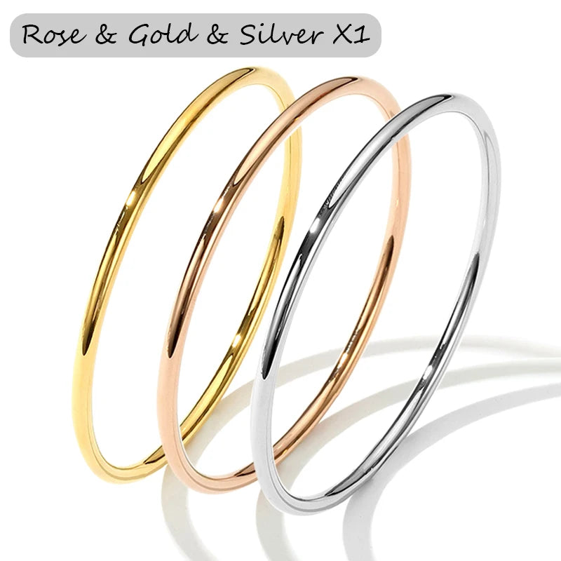 3 Pieces/lot Non Fading Stainless Steel Bracelet Bangles For Women Simple Style Gold Plated Waterproof Women's Bracelets Bangle