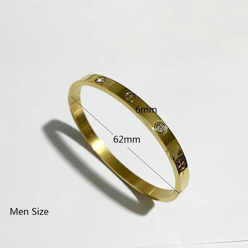 New Design Gold Color Zircon And Cross Nut Nail Bracelet & Bangle For Woman Stainless Steel Screw Brand Jewelry Dropshipping