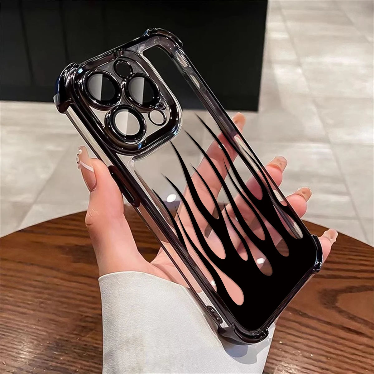 Fashion Flame Phone Case For Oppo Reno12 Reno11 Reno10 Reno8 Reno7 Reno6 Reno5 Pro Plus 4G 5G Shockproof Clear Armor Cover