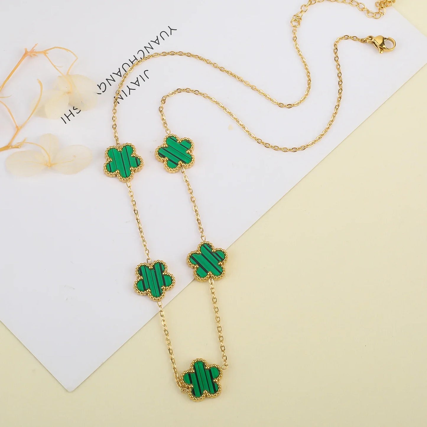 New Hot Trendy Luxury Five Leaf Flower Necklace Jewelry Earrings for Women Gift Fashion 316L Stainless Steel Clover Bracelets