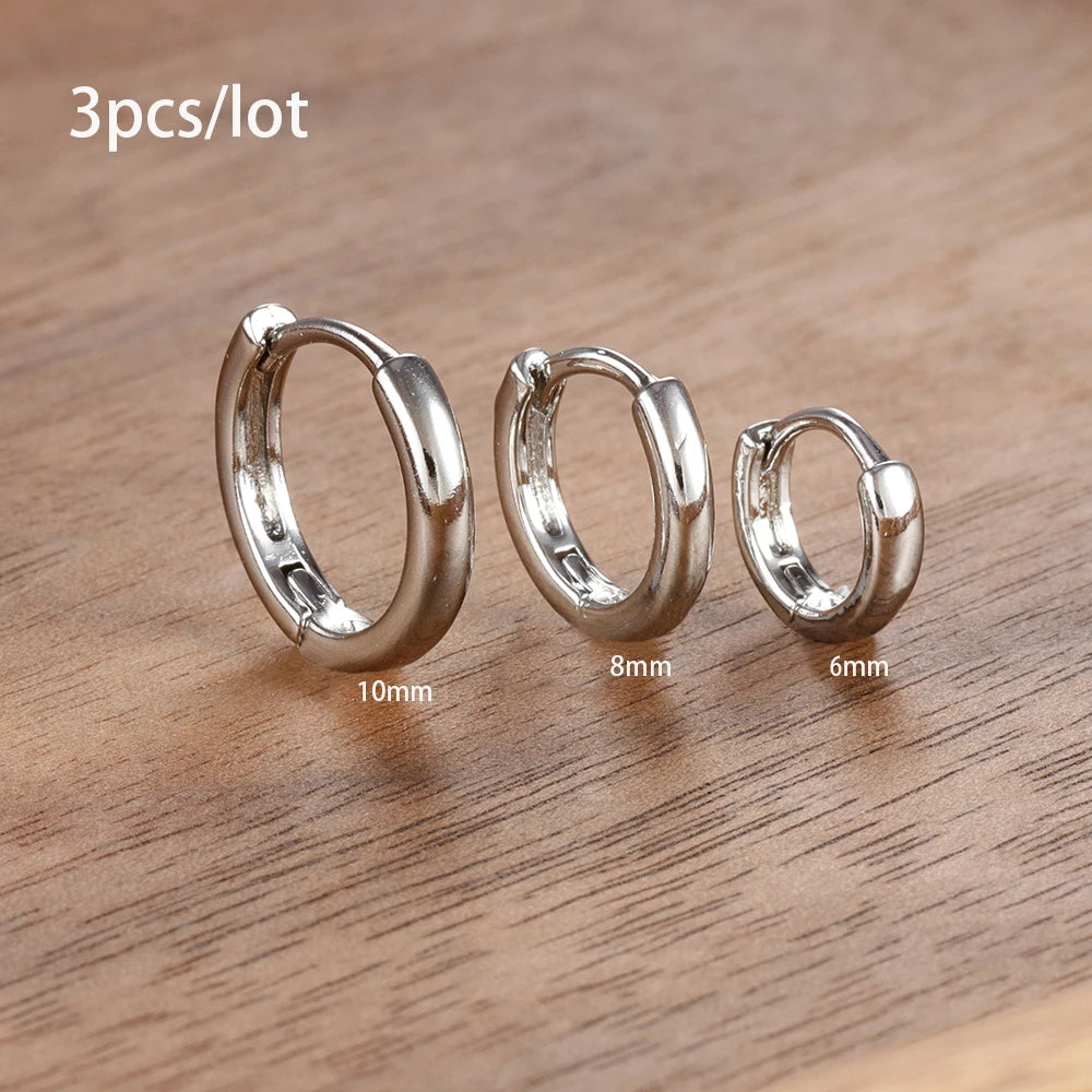 3 Piece Fashion Stainless Steel Round Star Drop Earrings Set for Women 18K Gold Plated Dangle Earring Punk Unisex Rock  Jewelry