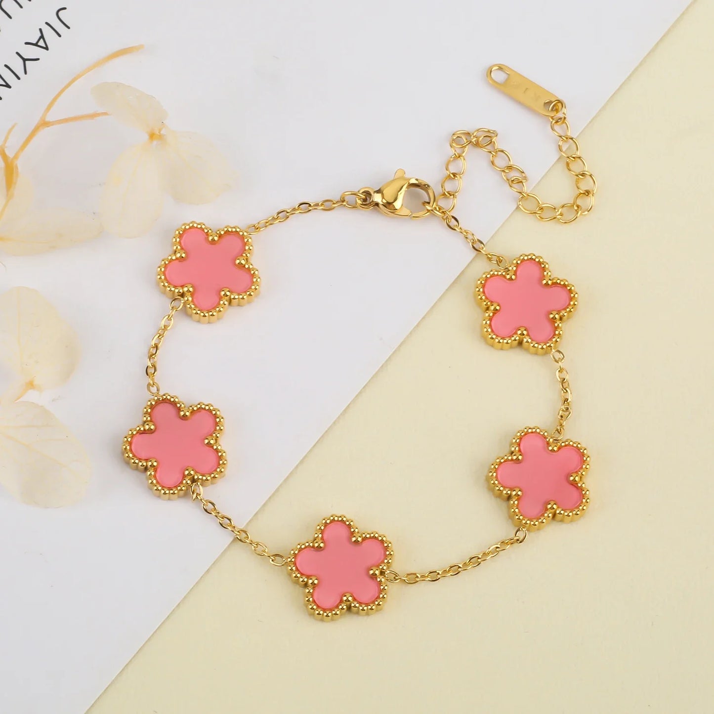 New Hot Trendy Luxury Five Leaf Flower Necklace Jewelry Earrings for Women Gift Fashion 316L Stainless Steel Clover Bracelets