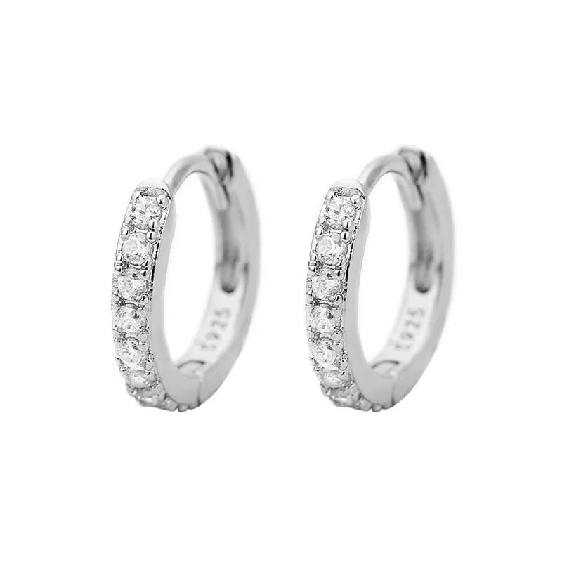 1Pair Stainless Steel Minimal Hoop Earrings Crystal Zirconia Small Huggie Thin Cartilage Earrings Helix Tragus Piercing Jewelry